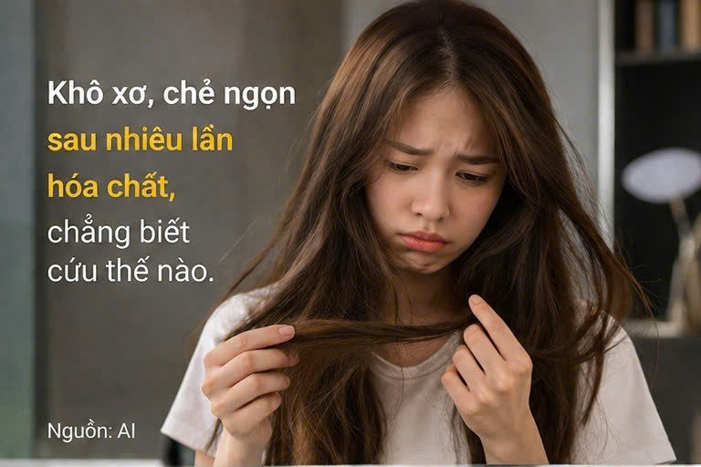 Nỗi lo tóc hư tổn: khô xơ, chẻ ngọn sau nhiều lần hóa chất
